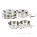 Set da cucina da campeggio in acciaio inossidabile personalizzato 2 persone